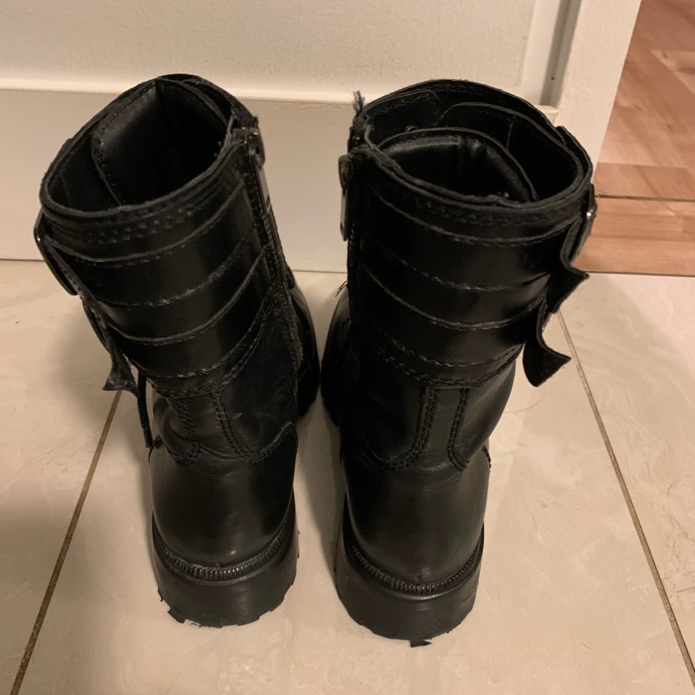 Black Combat Boots with Buckle Detail - Picture 7 of 8